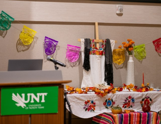 UNT Table with Cultural Decoration